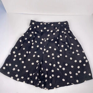 Black and white polkadot  zip up retro regency pleated flare pin up skirt small